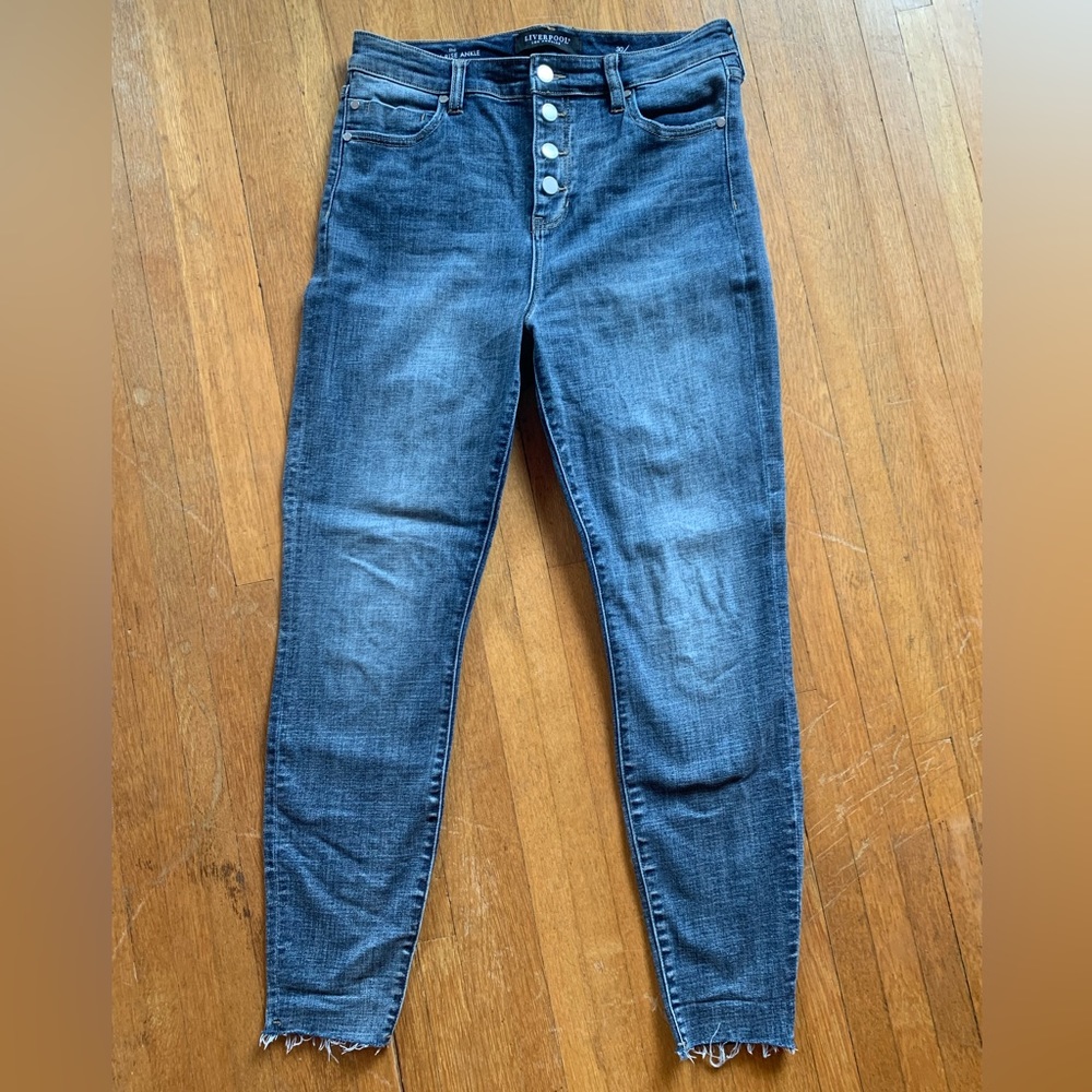 Liverpool Jeans High-Rise Ankle Button Fly Stretch Denim Size 10 EUC